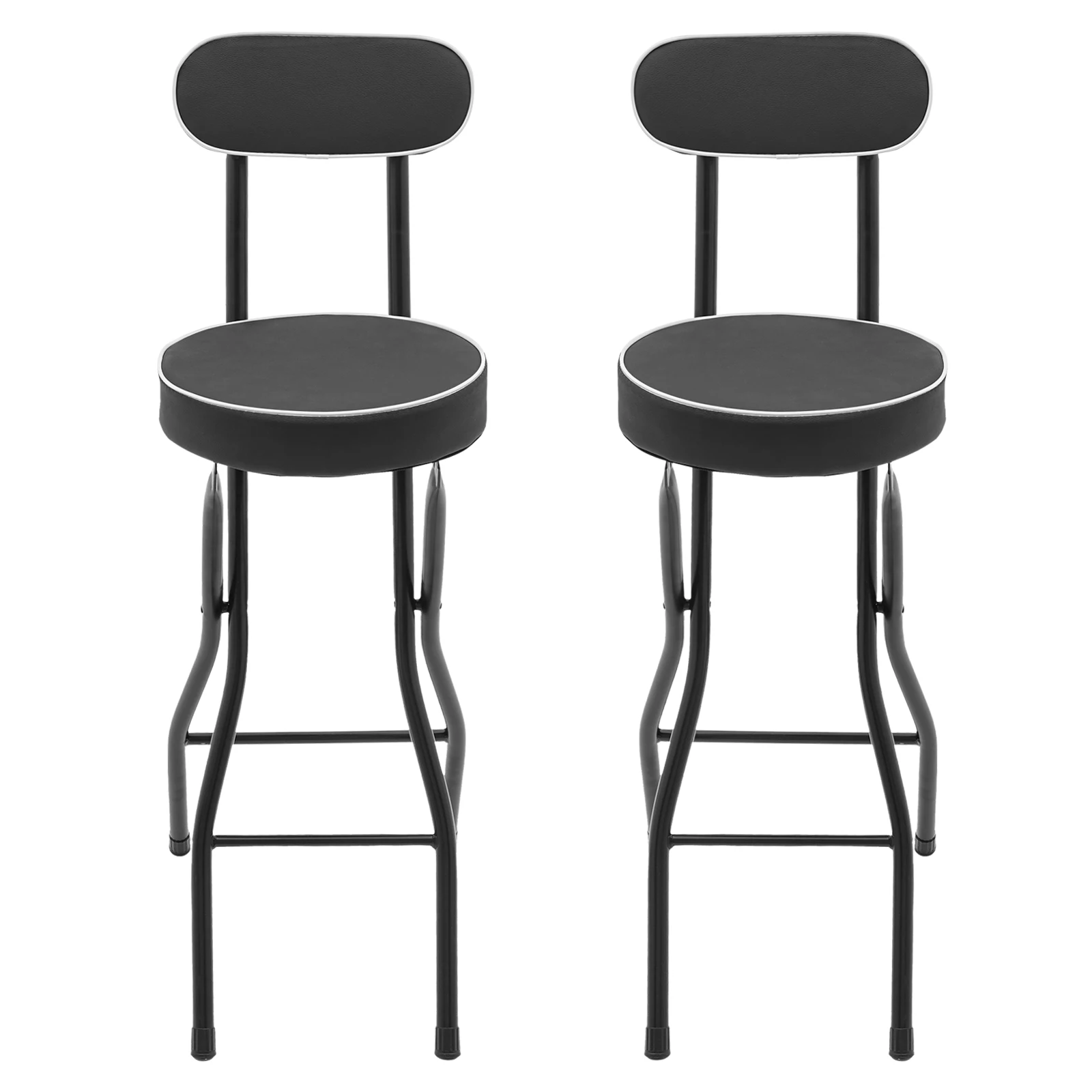 2er-Set Barhocker, klappbare Küchen-Barstühle mit Rückenlehne und Fußstütze, runde gepolsterte Küchenstühle für Bar, Zuhause, Wohnzimmer