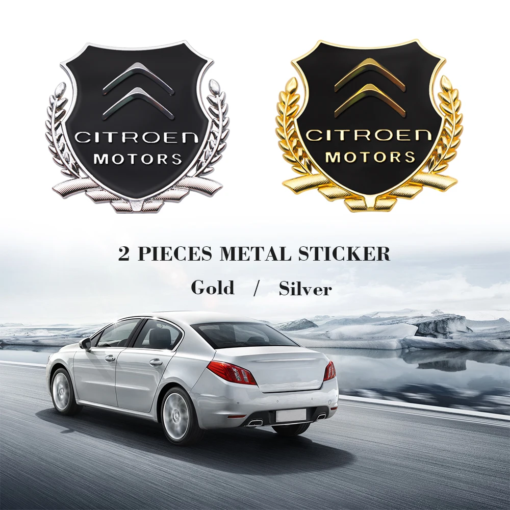 1Pcs 3D Metal Sticker Car Body Trunk Decoration Sticker Shield Shape Car Accessories For Citroen C1 C2 C3 C4L VTS C-ELYSEE C3-XR Image