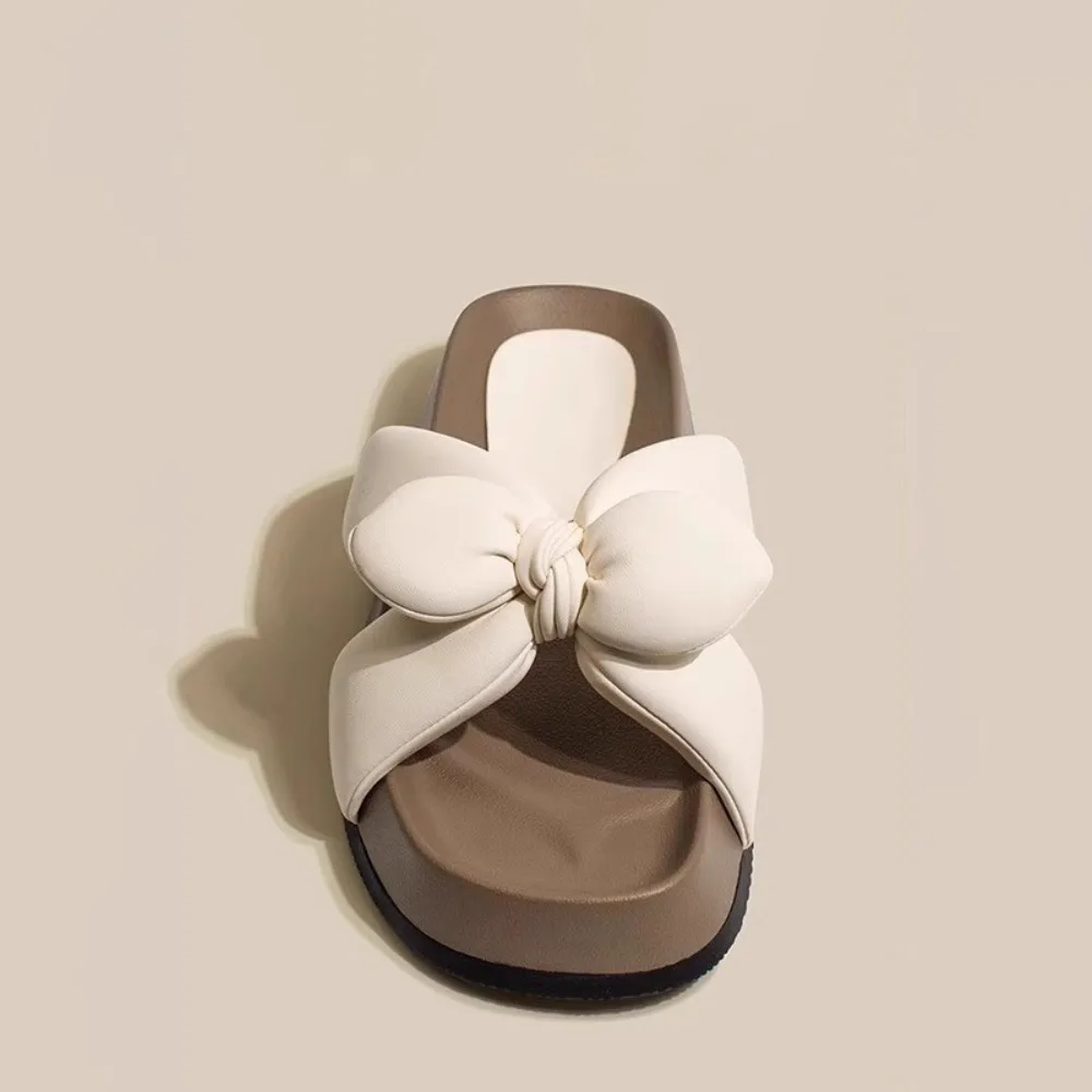 Neue rutschfeste, flache Strandschuhe mit dicker Sohle und französischer Schleife für Damen Image