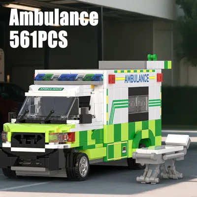 561PCS Krankenwagen Modell Bausteine MOC Auto Modell Ziegel Spielzeug Sets Stadt Rettungs Fahrzeug Image