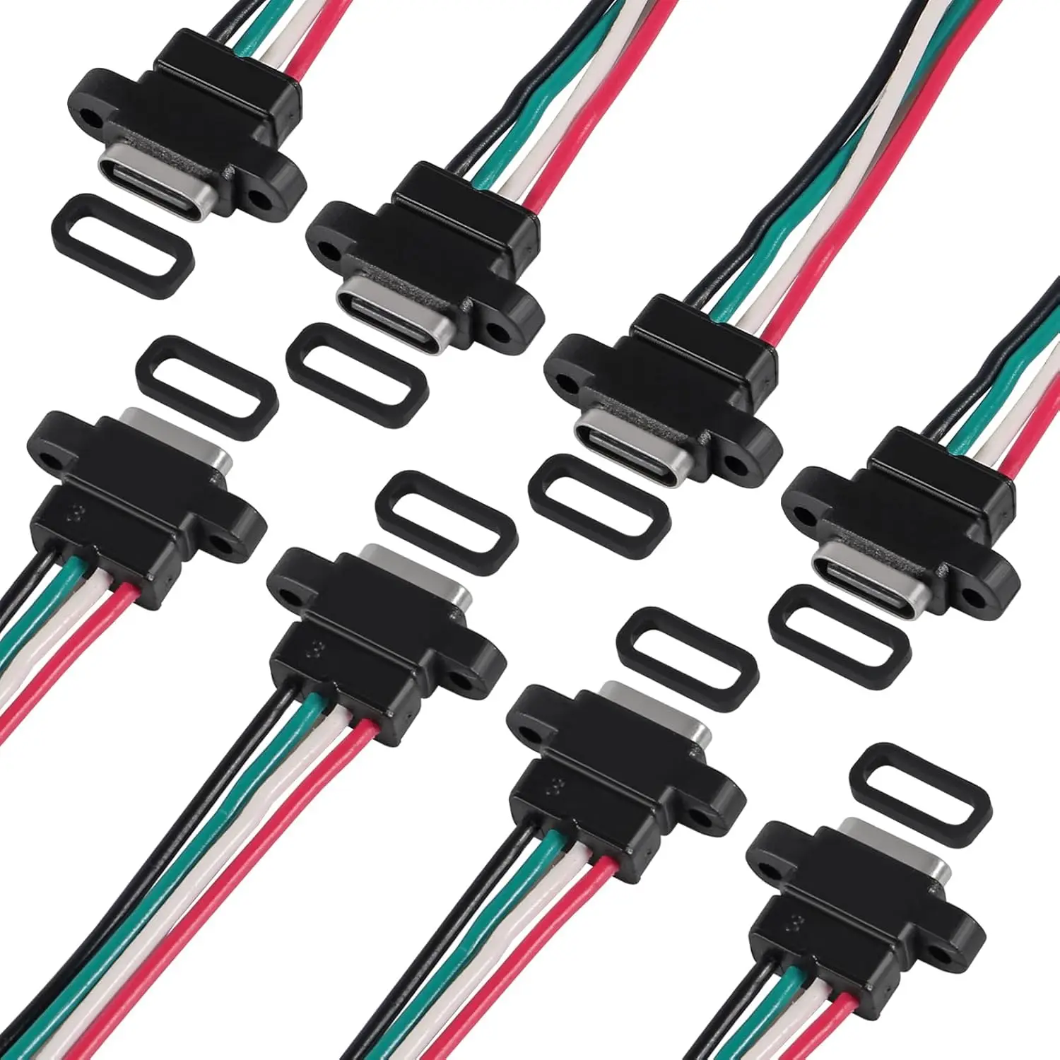 8 Stück USB-Stecker Typ-C-Buchse, 4-polig, für Heimwerker, wasserdichtes 4P-Lötdraht, Typ USB C, Pigtail-Kabel, Verlängerungsstromkabel Image