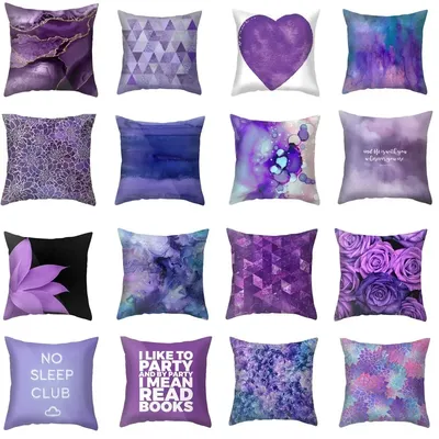 Purple Simple Pattern Decorative Pillowcase Home Decor Cushion Pillowcase Bedding Image