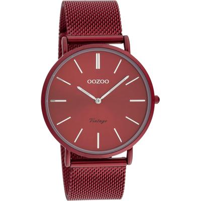 Quarzuhr OOZOO, rot (bordeaux), Armbanduhren, Damen, Armbanduhr, Damenuhr, Herrenuhr, Edelstahlarmband Image