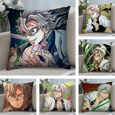 S-Shinazugawa Sanemi Kissenbezug, kurze Plüsch-Kissenbezüge, Sofa, dekorativ, Geschenk, Zuhause, Image