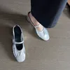 Maxdutti 2025 Sommer Französisch Retro Silber Elegante Mary Jane Schuhe Minimalistischen Schaffell