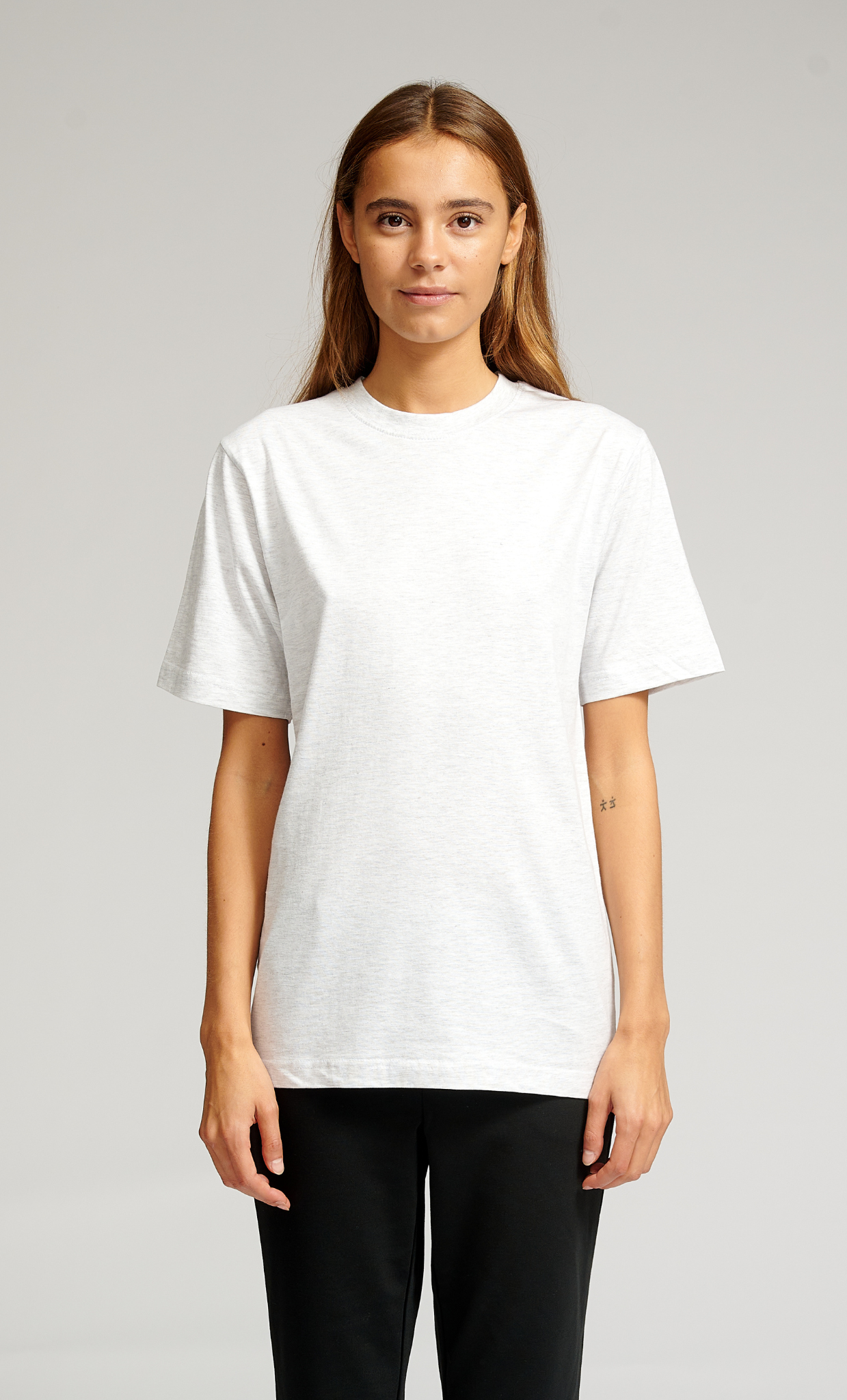 Übergroßes T-Shirt – Hellgrau Melange Image