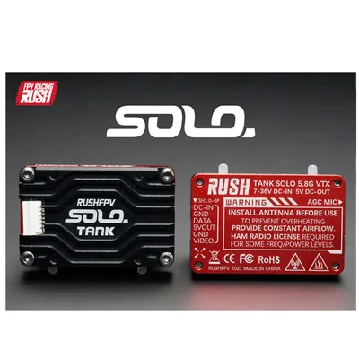 RUSHFPV RUSH TANK SOLO 5.8G VTX Video Transmitter CNC Shell 48CH 1.6W High Power Built-in Microphone