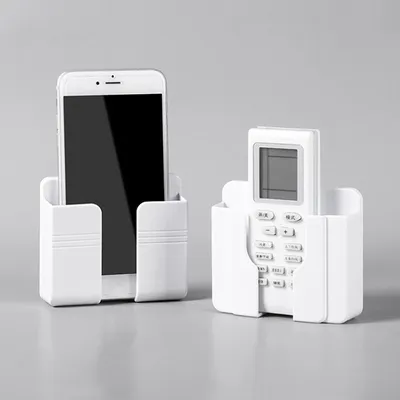 Wall Mounted Storage Box Mobile Phone Plug Holder Stand Rack Plastic Remote Control Storage