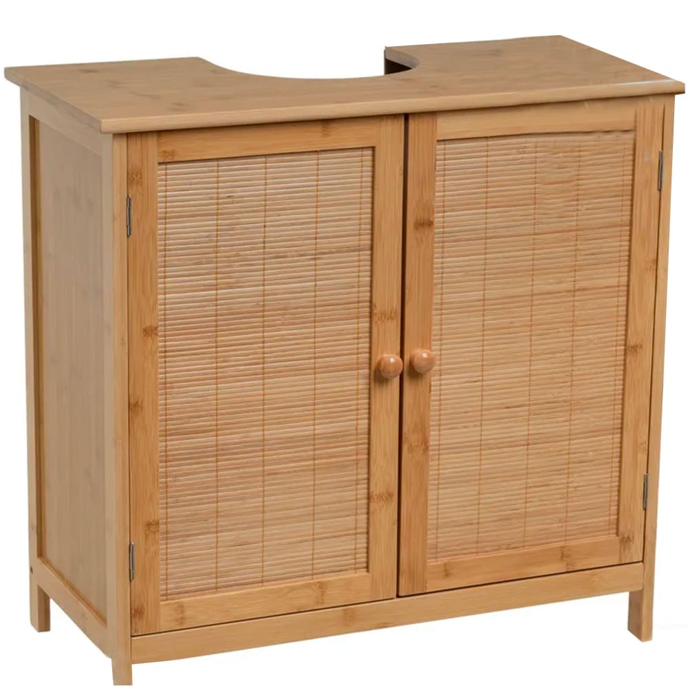 Meuble salle de bain sous lavabo en bambou 2 portes 60x30x60cm