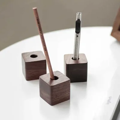 Creative Wooden Pen Holder Office Desktop Storage Ornaments Minimalist Furnishings Office Supplies