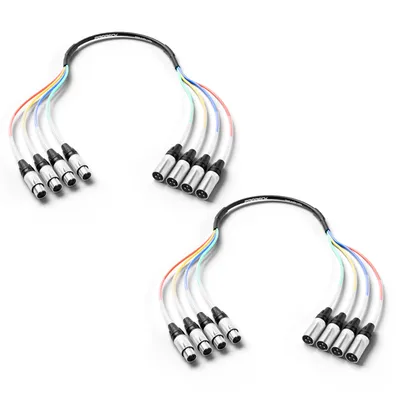 PRORECK Snake Cable, 4-Channel Shielded Audio Cable XLR Male to XLR Female, with Color-Marked