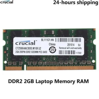 Crucial SODIMM DDR2 2GB Memory for Laptop RAM 533mhz(PC2-4200)/667Mhz(PC2-5300)/800mhz(PC2-6400)