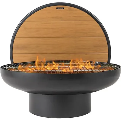 32 Inch Cast Iron, Round Fire Pit Table with Fire Pit Grill, Extra Thick, Heavy Duty Fire Bowl, Deep