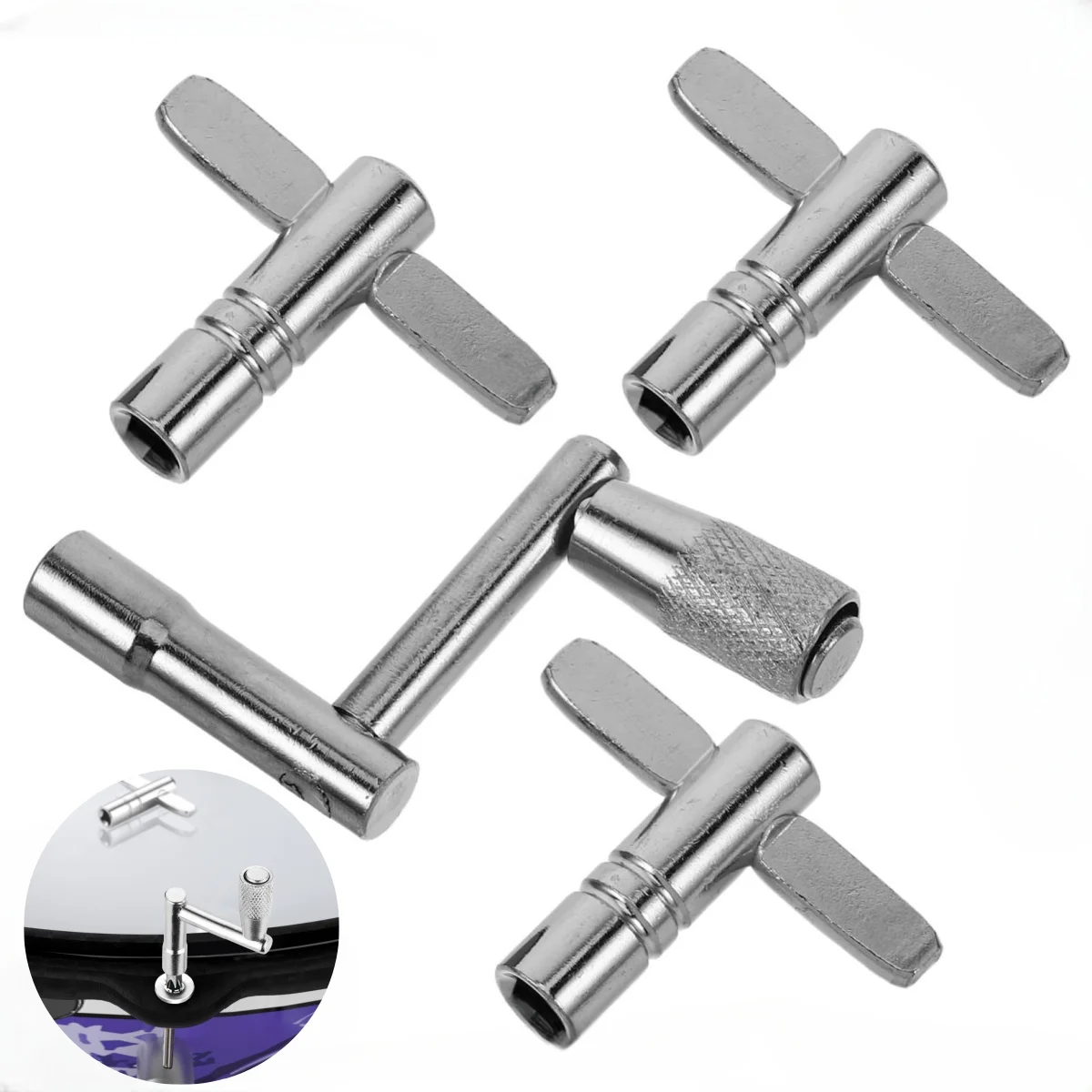 3-Pack T/Z-Shaped Quick-Tune Wrench Universal Drum Key Set, High Torque Metal Tuner with Speed Key for Acoustic/Electronic Drums