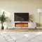 Meuble TV avec cheminée électrique Glam blanc – Meuble multimédia intégré en fausse flamme 3D,