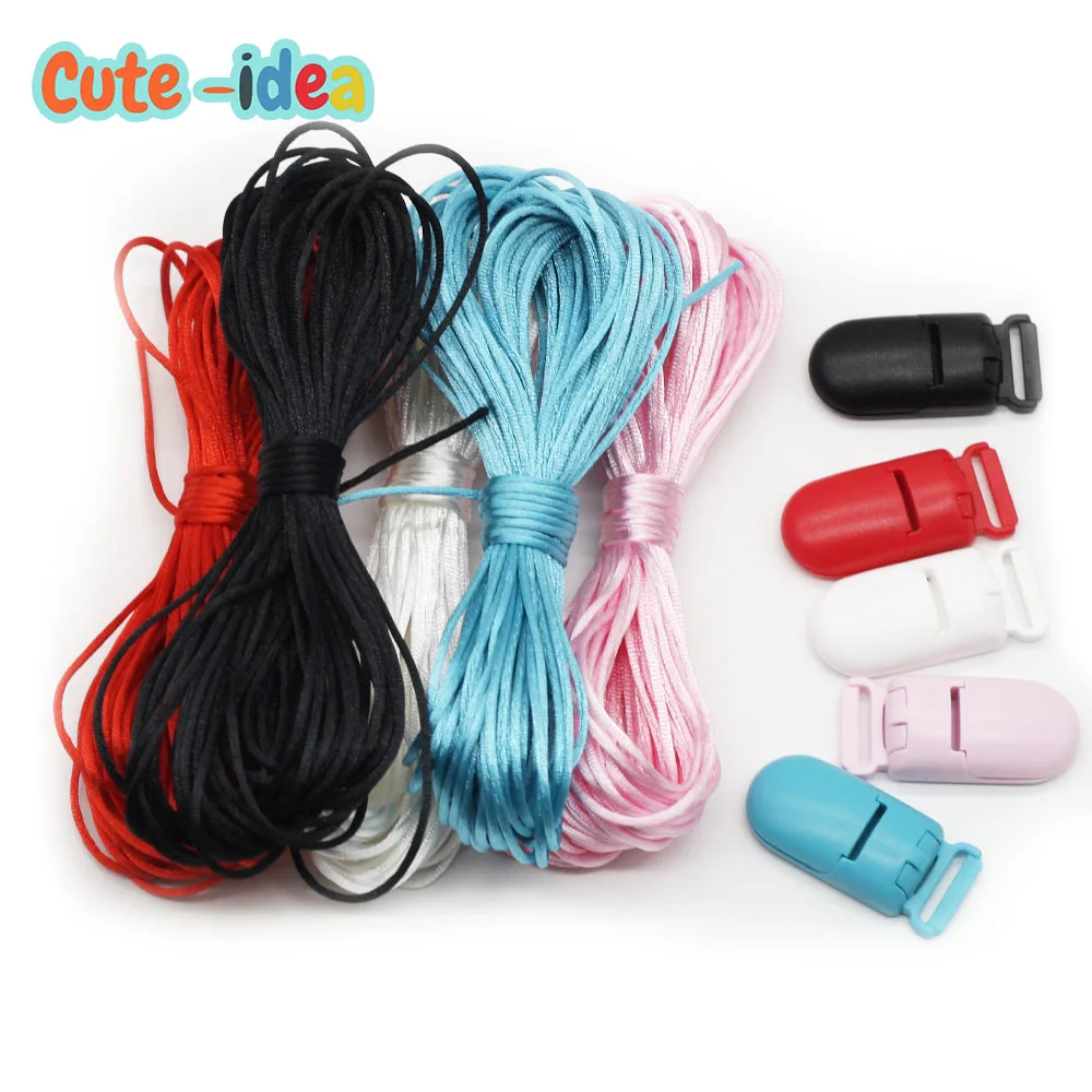 Cute-idea-réinitialisation de dentition en silicone pour bébé TeWindsor, accessoires en plastique coloré, pince en nylon, bricolage pour bébé, collier, outil de clips de sucette