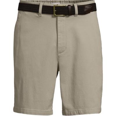Belted Textured Chino Shorts, Slim Fit, Men, size: 36, regular, Ivory, Cotton/Lyocell/Cotton-blend, by Lands' End