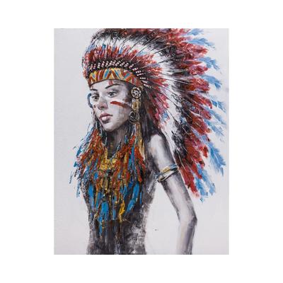 die Faktorei »Frau mit Indianer-Kopfschmuck I« Wandbild Image