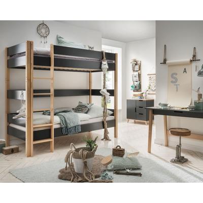 INFANSKIDS »Infanscolor« Kinderzimmer Etagenbett anthrazit – erhältlich in Buche – in Größe 208x187 cm Image