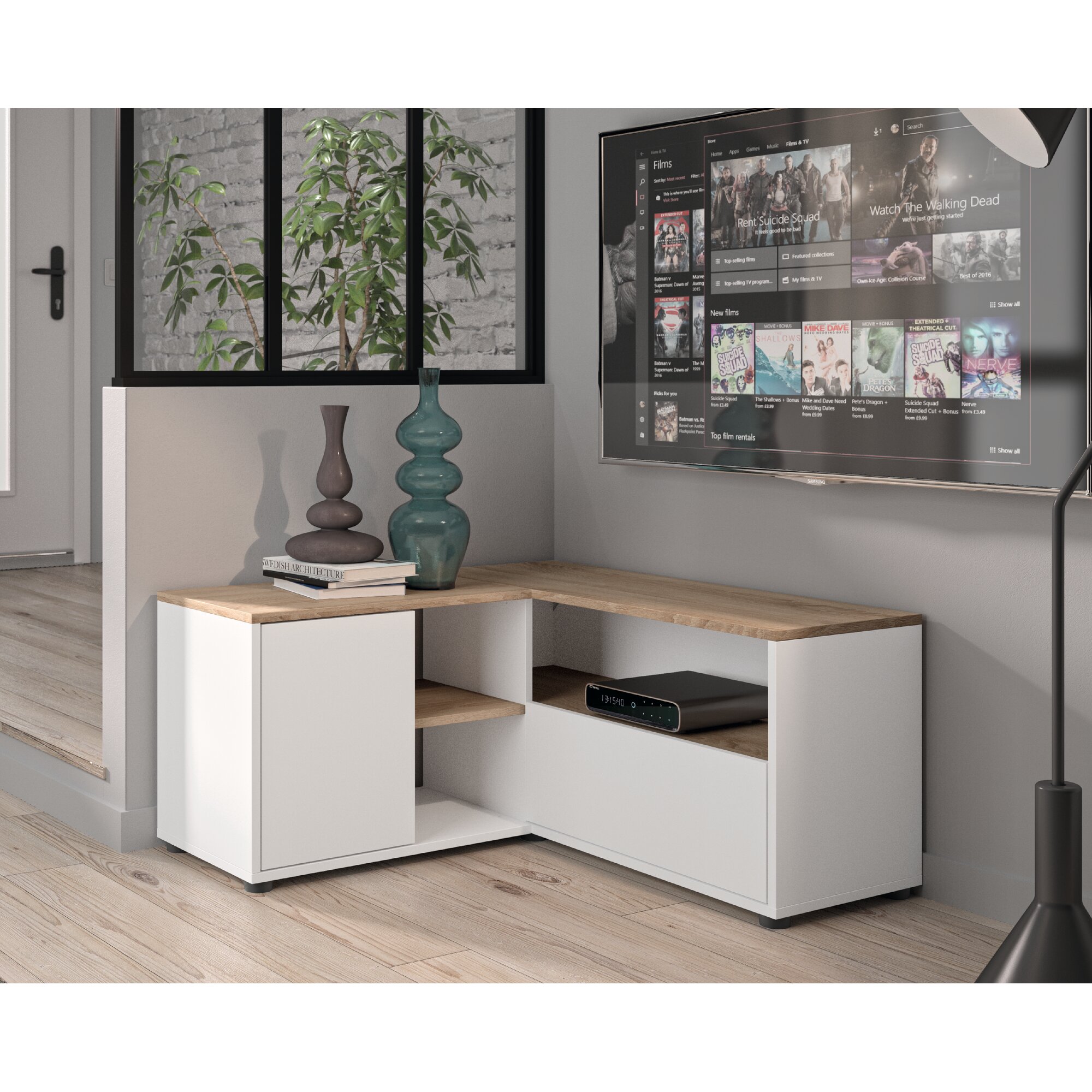 TemaHome »Angle« TV-Schrank 90 Weiß mit Eiche
