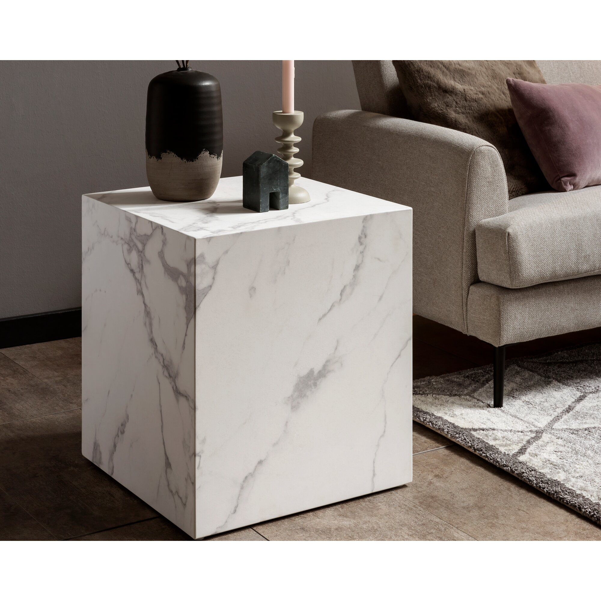 SalesFever »Dallas« Beistelltisch Marmoroptik weiß