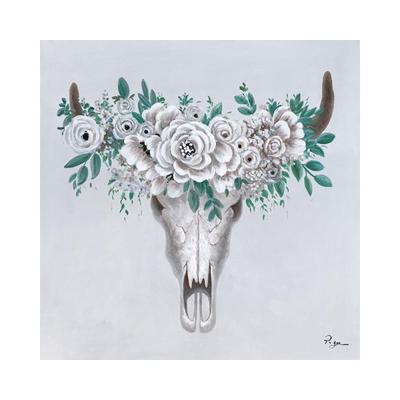 La Casa »Schädel mit Blumenschmuck II« Ölbild handbemalt 100x100 cm Image