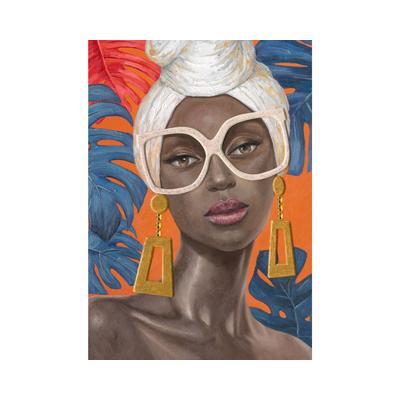 La Casa »Lady mit Brille und Ohrringen« Ölbild handbemalt Image