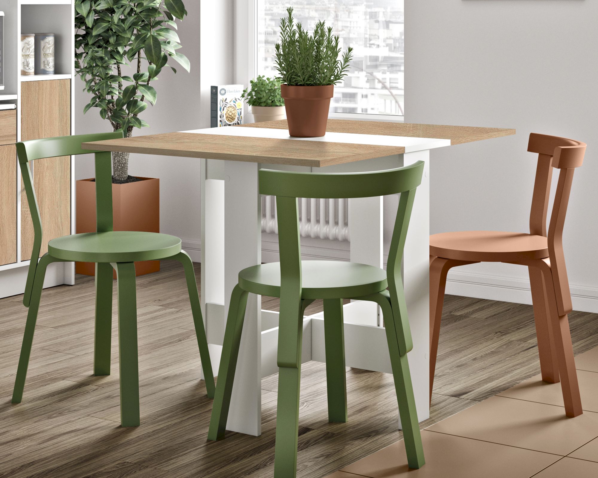 TemaHome »Papillon« Esstisch Weiß mit Eiche