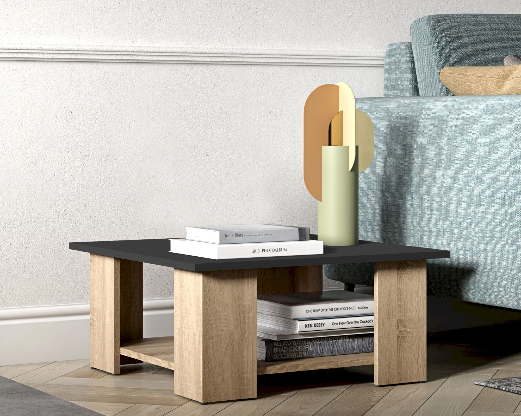 TemaHome »Square« Kaffeetisch Eiche mit Schwarz