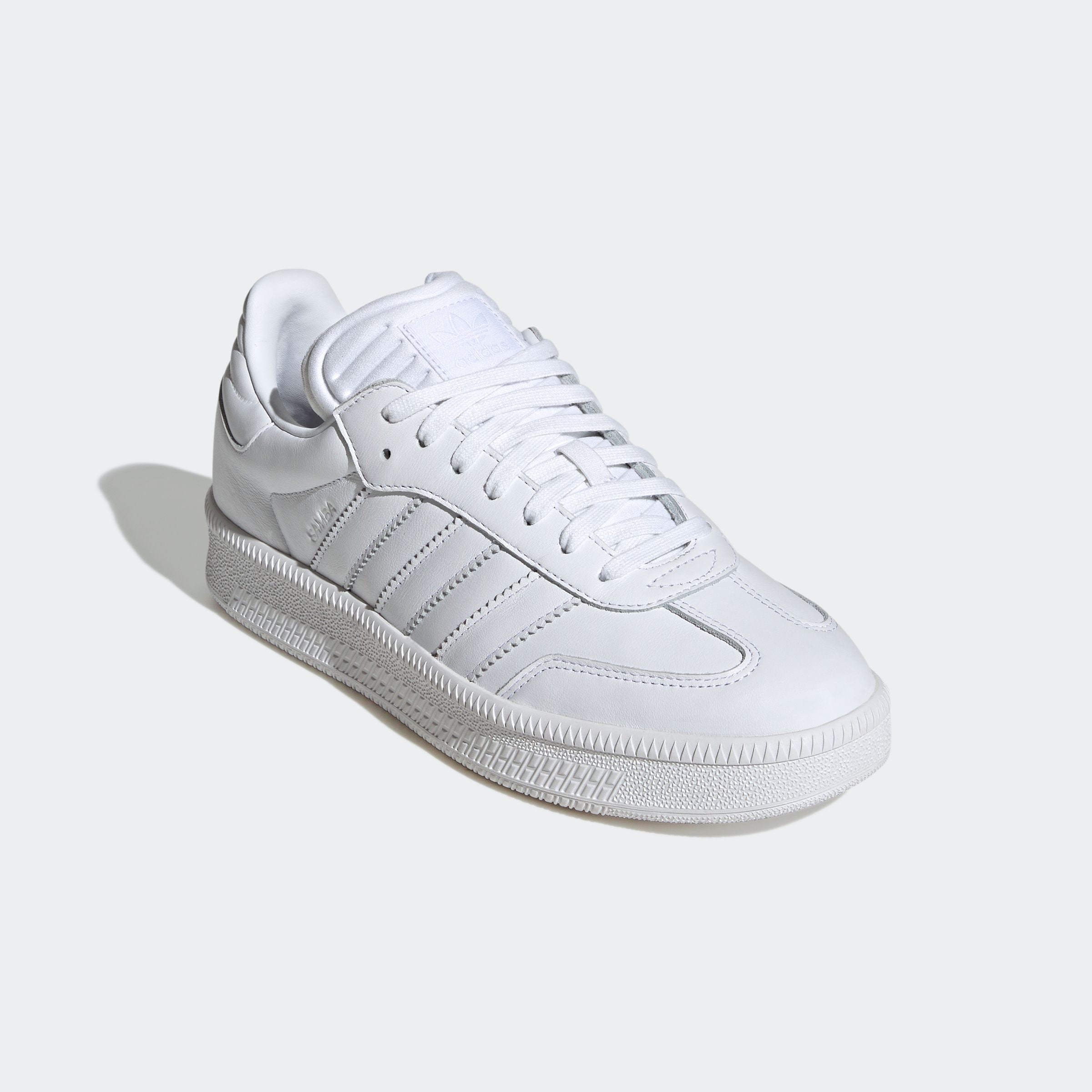Sneaker ADIDAS ORIGINALS "SAMBA XLG", Herren, Gr. 43, weiß (cloud weiß, cloud weiß, cloud weiß), Leder, Textil, Schuhe Sneaker, mit erhöhter Sohle und gepolsterter Zunge