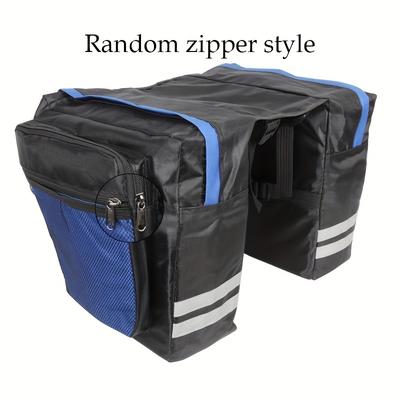 TEMU 1pc 600d Bicycle Rear Rack Bag, 30l Large Capacity Bicycle Tail Bag, Portable Bicycle Bag With Reflective Stripes, For Outdoor Leisure, Cycling Equipment Image