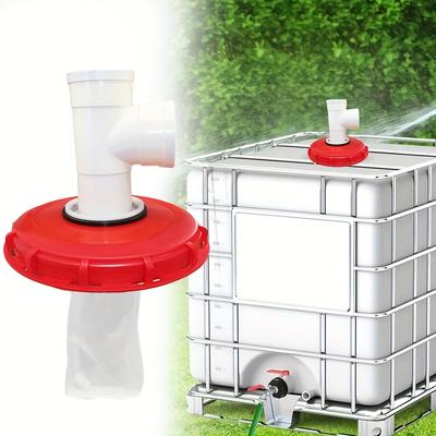 TEMU Ibc Plastic Water Tank Lid With 3-way Bend Adapter, Built-in Filter Mesh, Durable And , Reusable, Compatible With Standard Threads, Suitable For Garden Watering And Downspout Storage Accessories Image