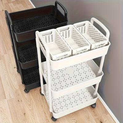TEMU Kitchen Bathroom Bedroom Multi-functional Storage Rack, 10-scene Applicable Thickened Plastic Universal Swivel Design White -saving Wonder Image