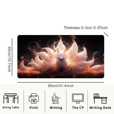 TEMU Extra Large Gaming Mouse Pad With Design, Rubber Material, Oblong Shape - Precision-stitched Edges, Washable, Non-slip Desk Mat For Esports And Computer Use Image