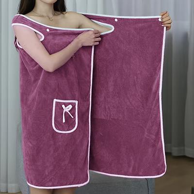 TEMU 1pc Microfiber Bath Sheet, , 100% Polyester, Lightweight, Absorbent, Knit Fabric, Soft & With Pockets & Wearable Straps For Adults & Women Image