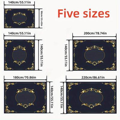 TEMU Elegant Black And Golden Tablecloth - Polyester Woven Rectangle Table Cover, Machine Made, , Holidays, Parties, And Home Decor Image