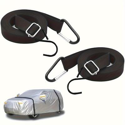 TEMU 2pcs Car Cover Straps Car Cover Fixing Rope Wind Protector For Car Wind Protection Straps Durable Car Cover Wind Protector Black Image