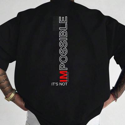 "TEMU Men's Short Sleeve T-shirt - Black Motivational " Not " Print, Loose Fit Casual Round Neck, Breathable Polyester, Machine Washable Summer Outdoor Top" Image