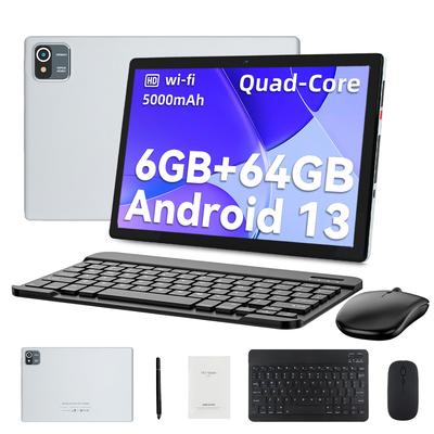 TEMU 10.1 Inch 13 Tablet, Tablet With Keyboard, 2mp+5mp Camera, 6 (2+4)gb , 64gb Rom, 128gb Expandable, 2-in-1 Tablet With Mouse & Stylus, -core, 5000mah Battery, Office, /gray Image