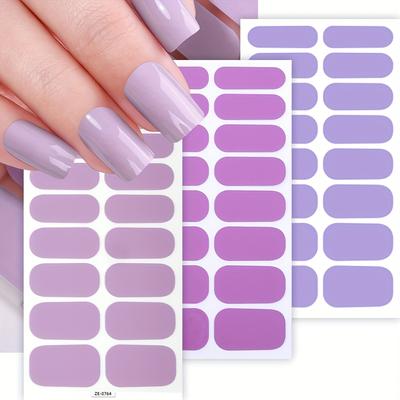 TEMU 48pcs Light Purple Self-adhesive Nail Strips, Fully Wrapped, Disposable, -free, Strong Gloss, Plastic Material, Ideal For Daily Diy Nail Art For Women And Girls, Nail Art Accessorie Image