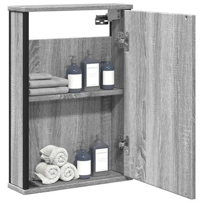 TEMU Bathroom Mirror Cabinet Grey 42x12x60 Cm Wooden Material Image