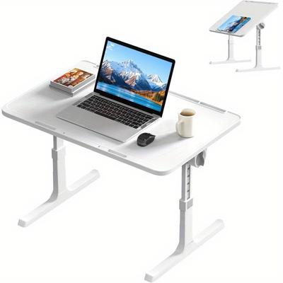 TEMU Laptop Desk 27-39cm Height Adjustable Laptop Stand, Equipped With 60x40cm Foldable Plastic Table Legs, Bedside Table To 17-inch Laptop, Portable Laptop Desk, Suitable For Bed And Sof Image