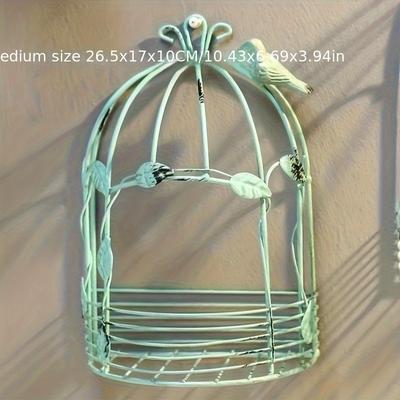 TEMU 1pc French Country Style Iron Birdcage Wall Art, Decorative Hanging Ornament For Outdoor Garden, Villa, , And Courtyard - No Electricity Needed, Featherless, Garden Decorations Image