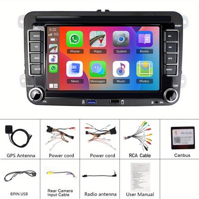 TEMU [2gb+32gb] For 15 Gps Car Stereo Radio Auto Din 7-inch Hd Car Radio Car Multimedia Player With Wifi Gps Fm Radio Receiver For Vw +canbus+backup Camera (optional) For Vw For For Golf For For