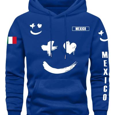 TEMU Print Men's Hooded Sweatshirt With Warm Fleece, Casual Streetwear Fashion Long Sleeve Hoodie, Basic Top For Sports & Image
