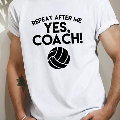 TEMU Volleyball-inspired Men's T-shirt - Casual Crew Neck, Short Sleeve, Breathable Polyester, Summer Top With , After Me Image
