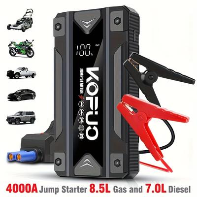 TEMU Car Battery Jump Starter, Car Jump Pack For To 8.5l Gas And 7.0l Engines, 12v Portable Jump Box Withusb/power Bank/dual Output/led Light, Car Charger Image