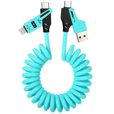 TEMU 4-in-1 Usb-c Charging Cable, 4.9ft, Fast Charging Up To 65w, Supports Lightning & Xiaomi Usb-c, 4-in-1 Charging Solution | Glossy Finish Cable | Durable Pvc Material, Charging Cable Image