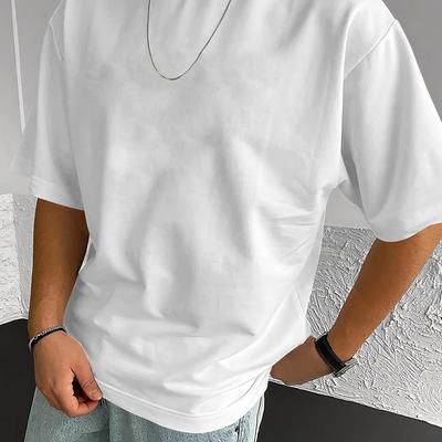 TEMU Men's Lightweight Breathable Short Sleeve T-shirt - , Crew Neck, Summer Casual Wear For And Style Image