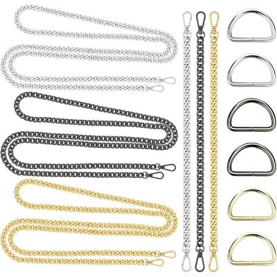 TEMU Lamek 6pcs Bag Chain Strap Metal Shoulder Strap Bag Chain Strap Gold Handbag Chain With 6 D-rings For Crossbody Purse 120cm, 40cm Image